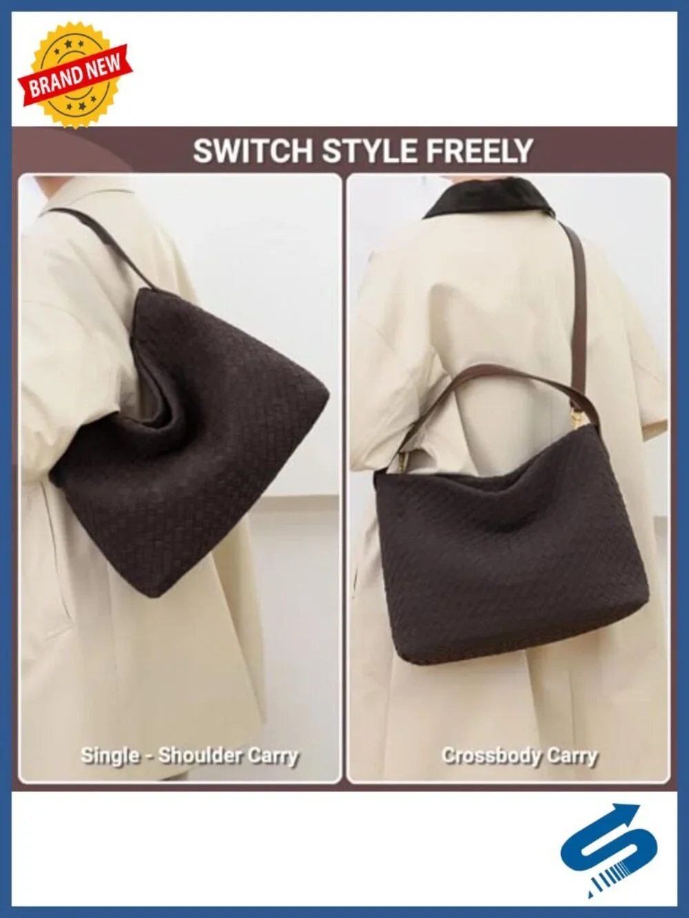 Woven Suede Hobo Bag - Slouchy Shoulder Tote with Crossbody Strap